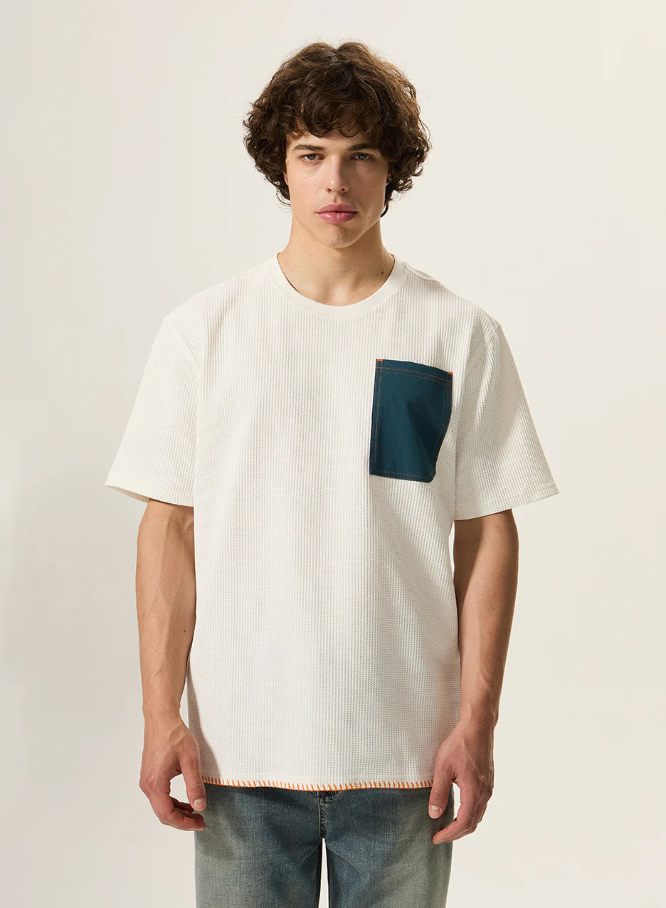 Waffle Knit White T-Shirts for Men | Breathable & Soft Summer Tees