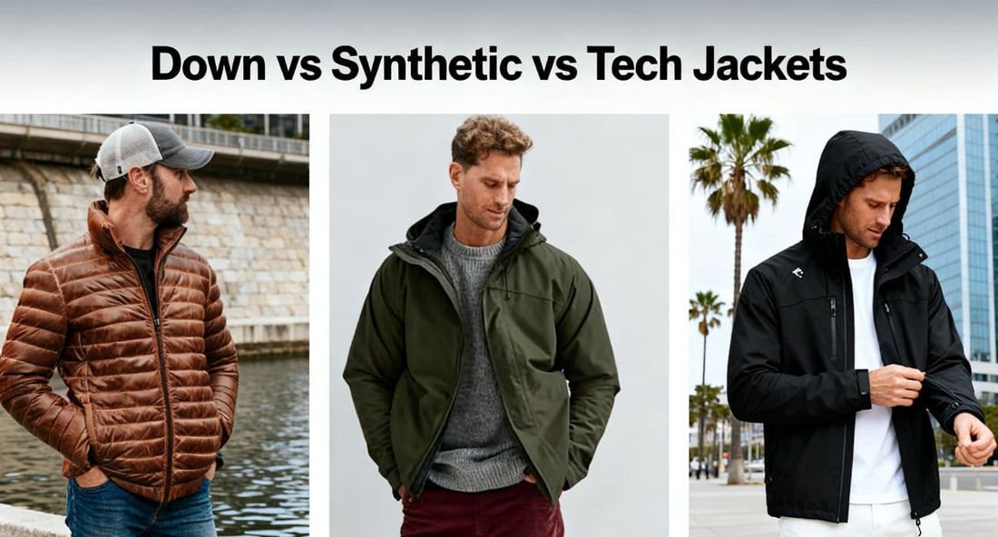 Comparison of Down, Synthetic, and Tech Jackets to determine the best insulation option for your needs.