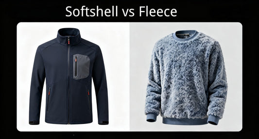 Comparison of softshell and fleece jackets, highlighting what to wear in different weather conditions.