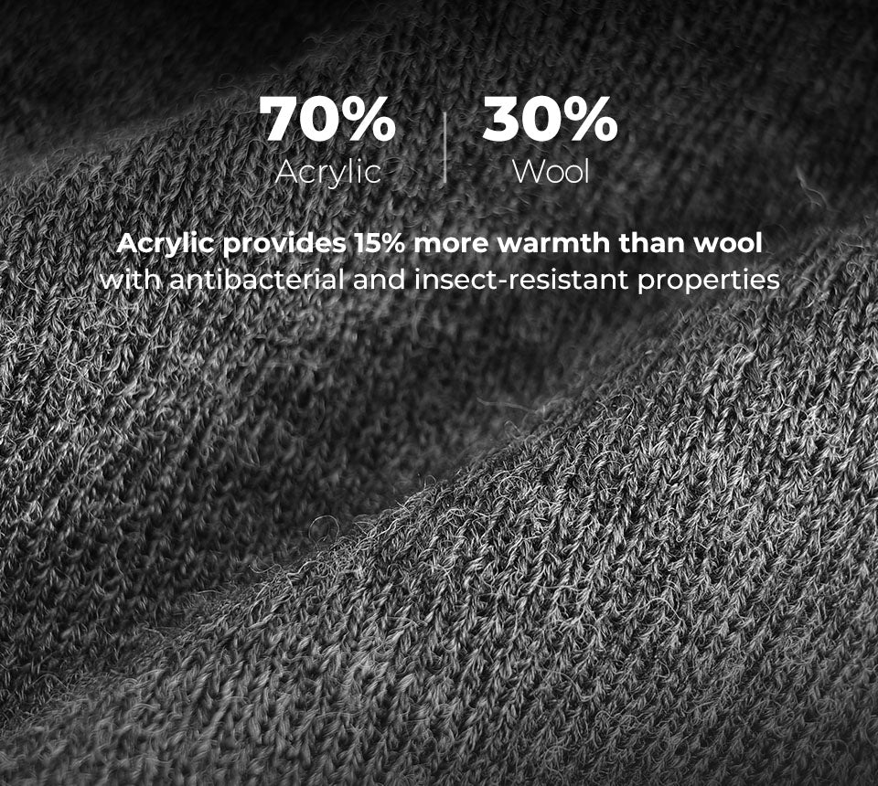 Fabric of The Merino Wool Beanie with acrylic and wool content information.